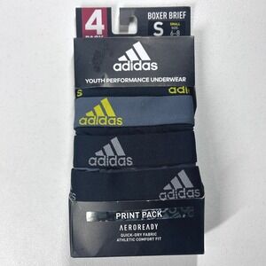 Adidas‎ Youth Performance Boxer Briefs 4 Pack Small Aeroready Quick Dry Athletic